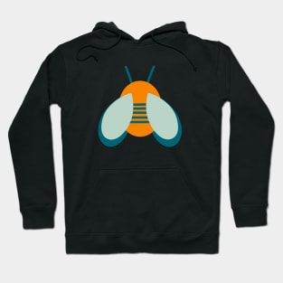 Lucky Bee - Cute Retro Bee in Orange and Aqua Hoodie